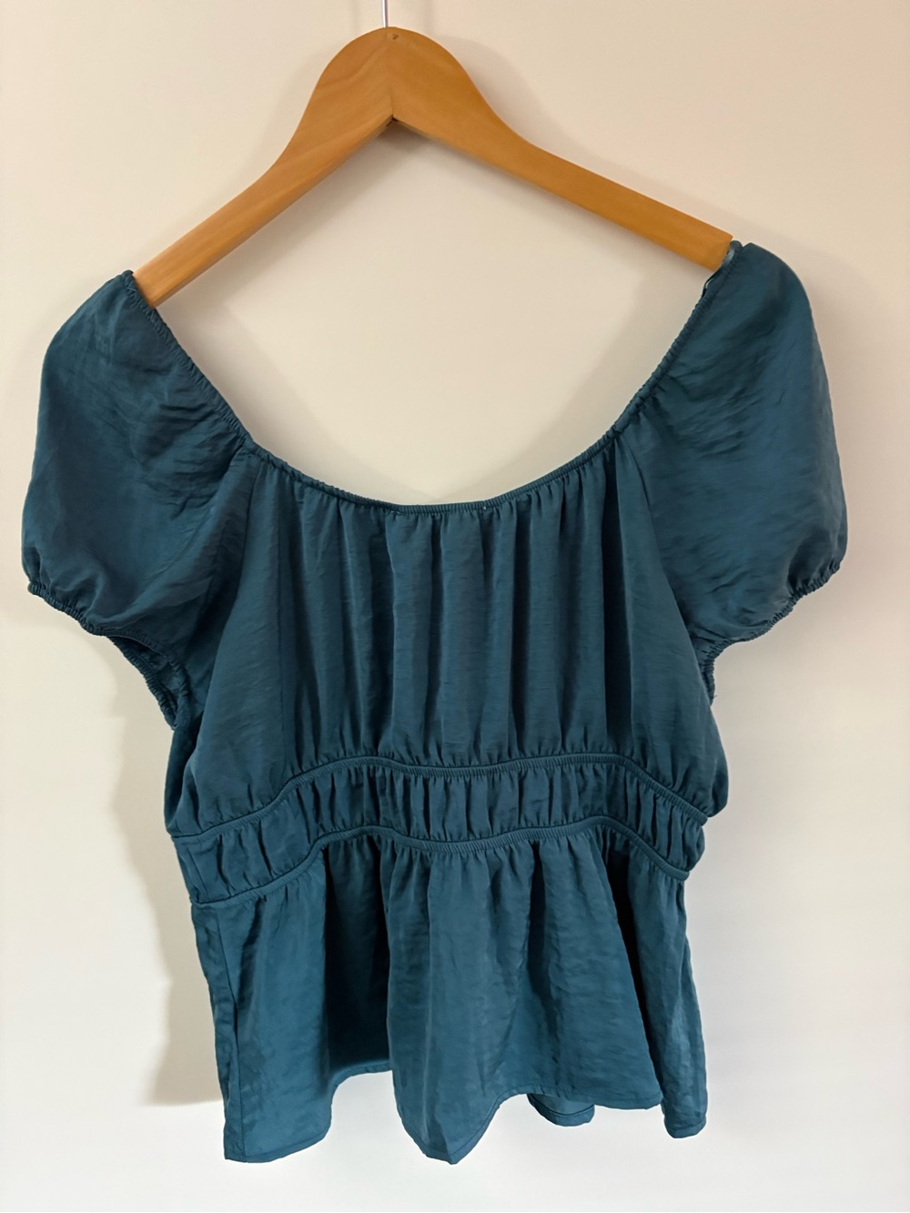 NWT Pink Rose Teal Peasant Baby Doll Shirt - Picture 5 of 7